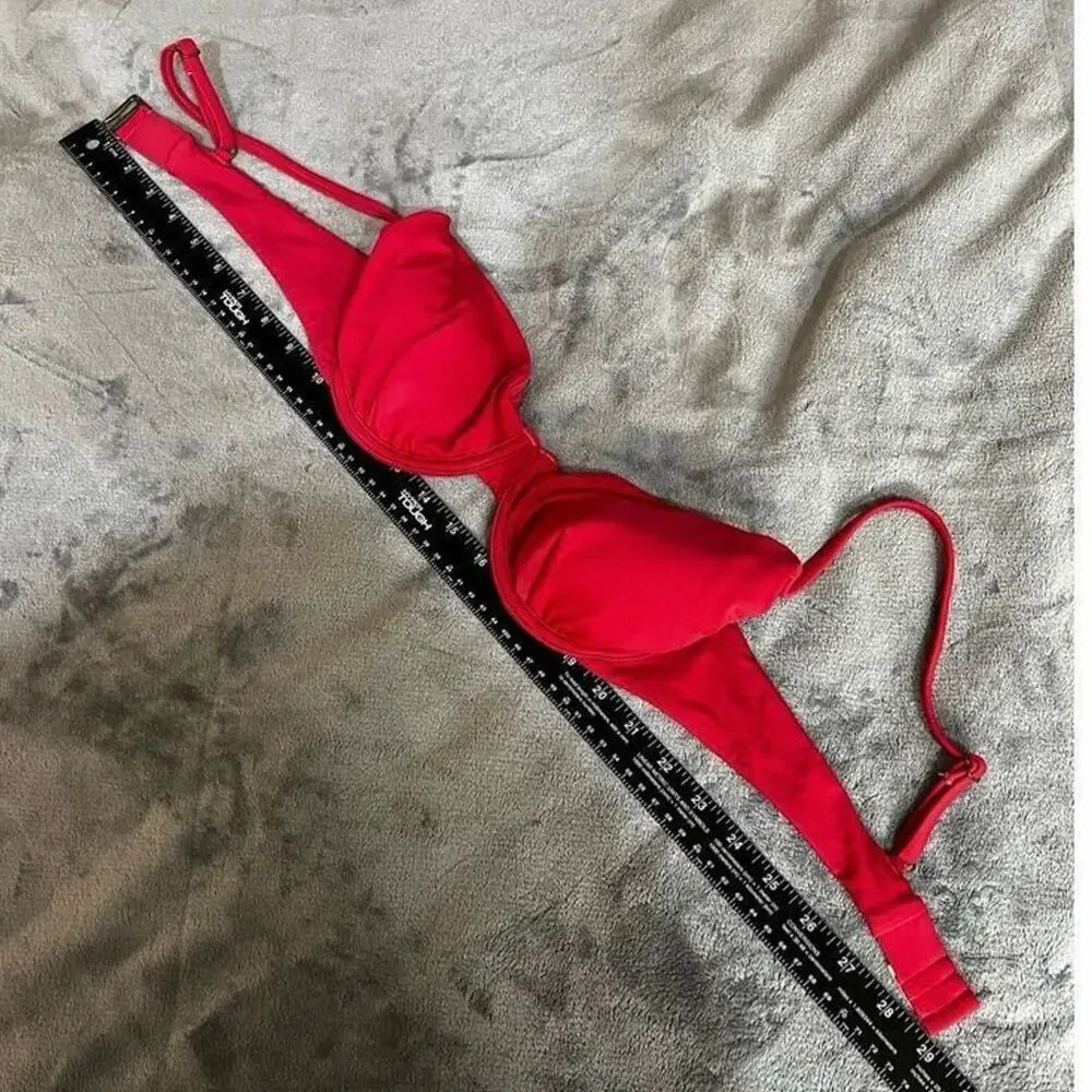 Andie Swimwear Womens Size Large Deep Pink The Bermuda Bikini Top Underwire NWOT